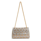 Sac à bandoulière à motif floral, sac de soirée, sac à bandoulière tendance avec chaîne et strass